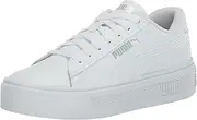 Women's Smash Platform V3 Sneaker, Puma White Puma Silver, 10.5 US