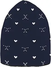 Yoogain Navy Blue White Small Hearts Winter Beanie caps for Women Warm for Camping, Navy Blue White Small Hearts, One Size