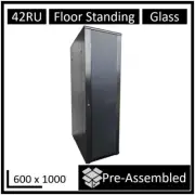 LDR Assembled 42U Server Rack Cabinet (600mm x 1000mm) Glass Door, 1x 8-Port PDU