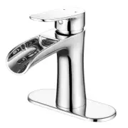 Chrome Bathroom Faucets Single Handle Waterfall Sink Faucet One Hole or Three...