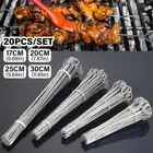 20PCS Metal BBQ Skewers Barbecue Kebab Meat Vegetable Grill Steel Sticks Roast
