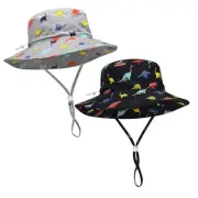 Baby Sun Hat for Boy Girl Toddler,Kids Summer 6-24 Months Grey & Navy Dino 2pcs