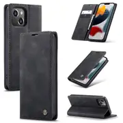 CaseMe iPhone 13 mini Classic PU Leather Folio Case Cover Apple 2021 [Black]