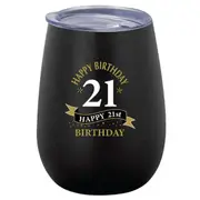 21st Birthday 360ml Stainless Steel Double Walled Tumbler Insulated Mug Black