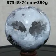 B7548-74mm-380g Natural agate spherulite geode ball quartz crystal Reiki healing