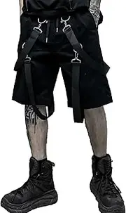 [XYXIONGMAO] Men's Cyberpunk Shorts Techwear Sweatpants Slacks Hip Hop Streetwear Jogger Tactical Cargo Pants Overalls