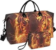 [YXYZRMY] Travel Duffel Bag Big Cat Fire Gym Bag Sports Tote Bag with Multiple Interior Pockets Shoulder Weekender Bag for Women Men with Toiletry Bag 20.5”x 7.9”x 13.8, Multi-Colored, one size
