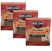 Jack Links 100% Beef Strips SMOKIN HOT PEACH Spicy Jerky 3-2.85oz LIMIT