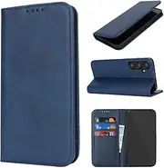[Cavor] for Samsung Galaxy S24 Plus 5G Case, Galaxy S24+ Case Cowhide Pattern PU Leather Cases Flip Magnetic Kickstand Book Wallet Cover Phone Case with Card Slots(6.7") -Navy Blue