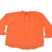 NEW Torrid Women's Plus Size 3 Blouse Top Long Sleeve Orange Solid Rayon Crew Ne