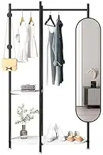 Body Length Mirror Marble Household Dressing Mirror, Coat Rack, Multifunctional Coat Rack, Floor-Standing Rotating Full-Body Fitting Mirror Floor Mirrors(Black,100cm)