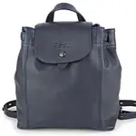 LONGCHAMP LE PLIAGE CUIR 小羊皮後背包 軍藍紫