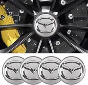 JD Auto 4pcs 56MM 2.2'' Emblem Badge Sticker Wheel Hub Caps Center Cover ABS Material (fit Mazda Silver)