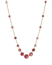 Marco Bicego 18K Yellow Gold Jaipur Color Pink Tourmaline Bezel Graduated Statement Necklace, 16.5 - 18 - Exclusive