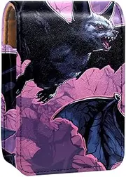 Travel Lipstick Organizer Case,Lipstick Case Portable Makeup Bag with Mirror,Animal Art Bat Illustration