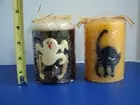 2 Vintage 1980's K-Mart Halloween Ghost Candle & Black Cat 4 3/4" New in Plastic
