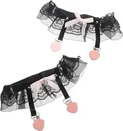 [SAFIGLE] Charming Bow Decorative Garters Leg Garters Set for Women Bridal Garters Comfortable and Stylish Stocking Garters Clips Black