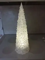 Beautiful 22" White and Silver Color Changing Light Up Resin Christmas Tree