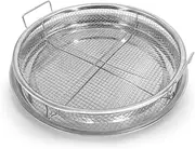 Air Fryer Basket for Oven, 2-Piece Fryer Pan Set, Home Kitchen Mesh Basket Tools, Stainless Steel Mesh Air Fryer Baking Tray Accessories Rack Baking Basket for Oven Air Fryer (Round) (Silver)
