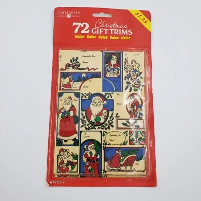 Forget Me Not Christmas Vtg Gift Present Tags Santa Jester Sleigh Mistletoe 72