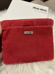 New Authentic Miu Miu Dark Pink Beauty Cosmetic Case Makeup Bag Travel Pouch