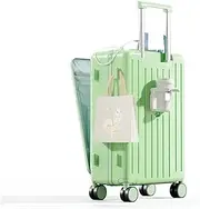 [YWYMCRJLV] Luggage Suitcase PC Multi-function Trolley Case Front Opening Boarding Box 20" 24" 26 Inch Password Box Rolling Luggage Suitcase, Green, 26"