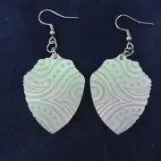 WHITE PEARLESCENT PAISLEY Dangle Earrings Boho Hippie Fashion Artisan Handmade