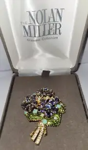 ♡RARE♡ NOLAN MILLER! Vivid Violet Boutonniere Brooch New Never Worn $ Firm