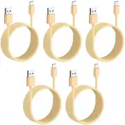 5 Pack 2m Long Data Transfer Charger Charging USB Type C Phone Tablet Cable Cord Bulk Braided Gold Nylon