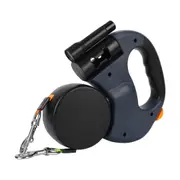 Tangle-Free & LED Light Retractable Dual Dog Leash with 360o Blue