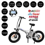 20" 500W Alloy Foldable Electric Mountain Bike Ebike White Throttle Budtrol