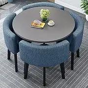 Snaweo Office Reception Room Club Table, Small Conference Room Negotiation Table Sets for 4, Conference Reception Room Coffee Table with Chair, Suitable for Lounge(Blue)
