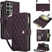 [Asuwish] Mobile Phone Case for Samsung Galaxy S23 Ultra 5G Case with Strap, Protective Film, Card Slot, Foldable, Leather Wallet Stand, S23Ultra 23S, S 23, 23 Ultra Mobile Phone Cases, Protective Phone