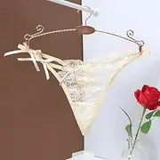 [FARZAH] Women Panties Female Underwear 3PCS/Set Sexy Bow Temptation Underpants Lace Thin Belt G-String Low Waisted Panties Hollowed Out Thong Items(F 1pc,L)