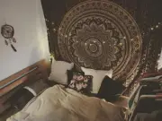 Indian Mandala Tapestry Wall Hanging Bedspread Black Gold Queen Hippie Throw