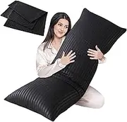 Cosybay Full Body Pillow Insert with Black Pillowcase - Fluffy Long Bed Pillow for Adults - Firm Large Body Pillow with Washable Cover for Side and Back Sleepers - 20x54 Inch(Black)