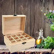 Generic Rustic Portable Functional Pine Wooden Oil Storage Box - 12 Compartments - 14.8*11.5*7.8cm/5.83x4.52x3.07in - Aromatherapy Organizer - Nail Polish Fragrance