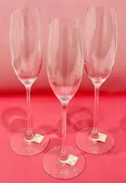 Crate & Barrel RONA Crystal CAMILLE Pattern 10 7/8" CHAMPAGNE FLUTES Set of 3