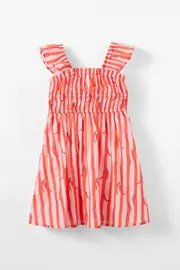 [Cotton On Kids] Cotton On Kids - Frankie Flutter Sleeve Dress - Fairy pink/chilli stripe 4 FAIRY PINK/CHILLI STRIPE