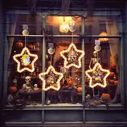 1 Pc 27.6cm Halloween Bat Ghost Wizard Hat Pumpkin Black Cat Bat Suction Cup LED Suction Cup Window Light Party Window Indoor Atmosphere Decorative Light AAA B