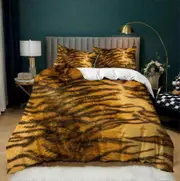 v1850 Bed Sheets Tiger Skin Printed Quilt Duvet Cover Set Bedding Comforter Cover Bedspread Kids3-Piece Bedding Set (1 Duvet Cover + 2 Pillow Shams) B