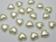 200 Ivory Acrylic Half Pearl FlatBack Heart Bead 10X10mm Scrapbook Craft