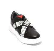 Love Moschino 15254 Black White Leather Logo Lace Platform Sneakers 39 / US 9