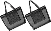 [TINEASUR] 2pcs Mesh Beach Tote Bags for Women Versatile Pool Shopping Bag for Carrying Towels Snacks Essentials for Adults