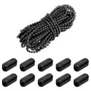 10.94 Yards Blinds Bead Chain Cord with 20 Pcs Connectors for Bead Blinds Black
