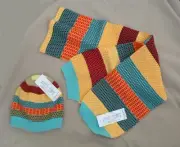 World's Softest scarf toboggan hat set Fiesta #482 NEW tags Weekend Collection