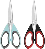Vutyvve Kitchen Scissors, Multi-Purpose Heavy Duty Meat and Poultry Shears, Sharp Stainless Steel Blade Kitchen Scissors, Dishwasher Safe, Black/Sky Blue, 2 Piece Set
