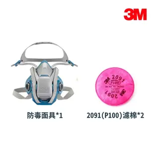 3M 6502QL 防毒面具(快速拆裝)(半面體、雙罐式)(防毒面罩套組含濾毒罐、濾棉、濾棉罩)【傑群工業補給站】