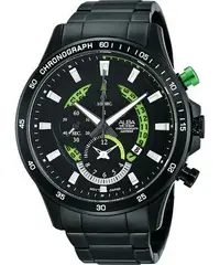 在飛比找Yahoo!奇摩拍賣優惠-ALBA 疾速賽車手計時腕錶(AF8S81X1)-鍍黑x綠/