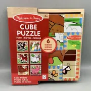 Melissa & Doug Wooden 6 Scene Farm Cube Puzzle Age 3+ With Storage Tray (New)
